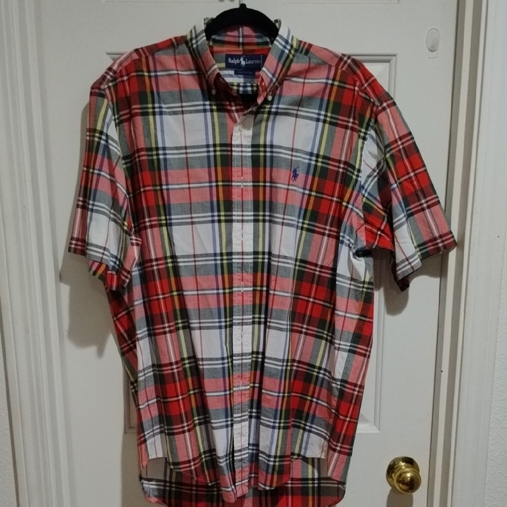 Ralph Lauren Red and White Casual Button Down Shirt
